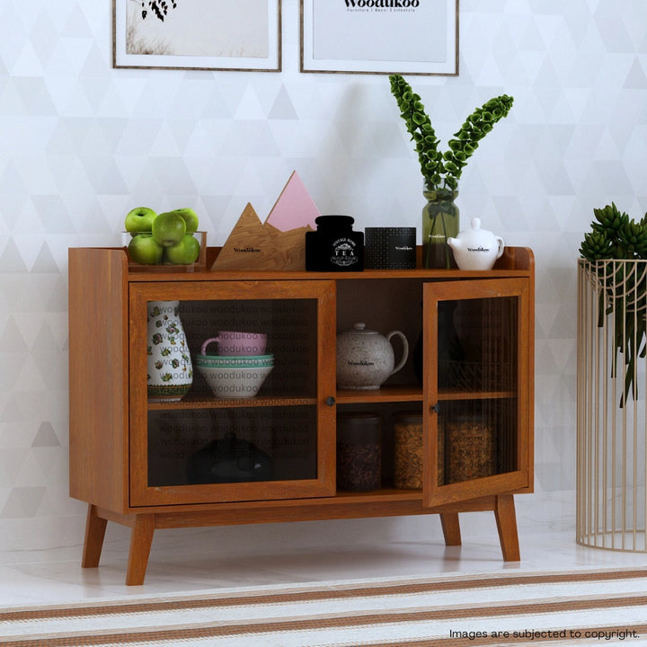 Enigma Storage Cabinet - Provincial Teak Glass