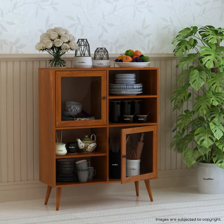 Solstice Storage Cabinets - Provincial Teak Glass
