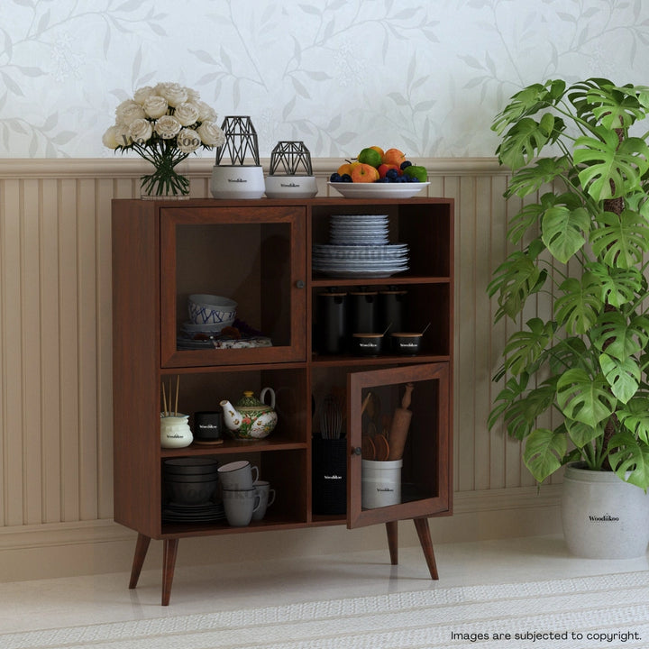 Solstice Storage Cabinets - Walnut Glass