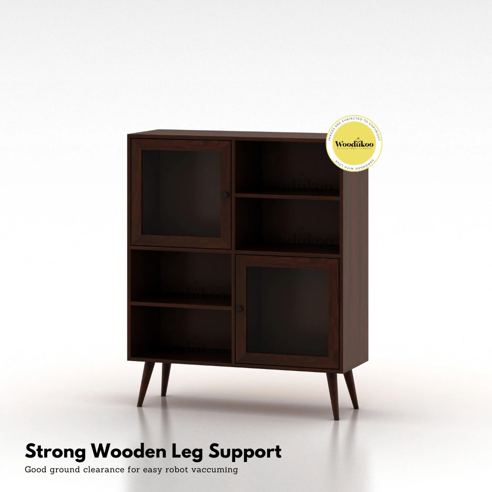 Solstice Storage Cabinets - Walnut Glass