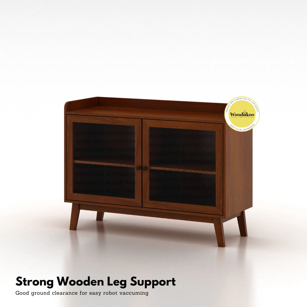 Enigma Storage Cabinet - Provincial Teak Glass